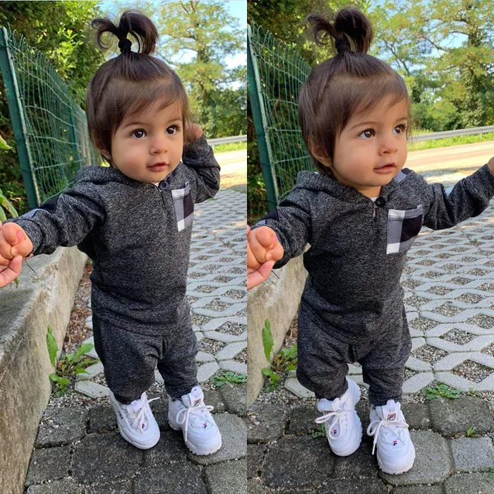 Pudcoco Autumn Kids Baby Boy Girl Plaid Print Long Sleeve Hoodie Pullovers Tops Sweatshirt Pants Outfits Tracksuit Clothes Sets