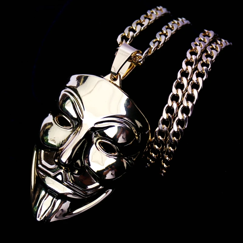 

k-9 Stainless Steel Necklace Pendant Necklace Hip Hop V Mask Chain Necklace Jewelry Gift Chain Necklace
