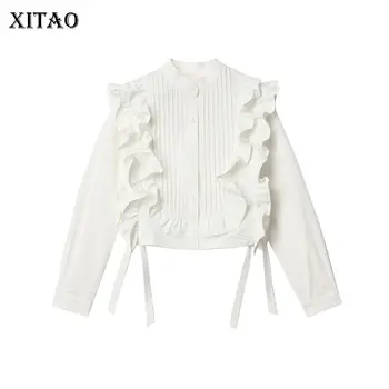 

XITAO Tassel Ruffle Blouse Fashion New Women 2020 Spring Patchwork Pleated Pullover Small Fresh Casual Loose Shirt DMY2684
