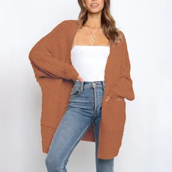 

2020 Women Winter Solid Color OL Loose Large Size Solid Color Sweater Jacket Veste Femme Top/