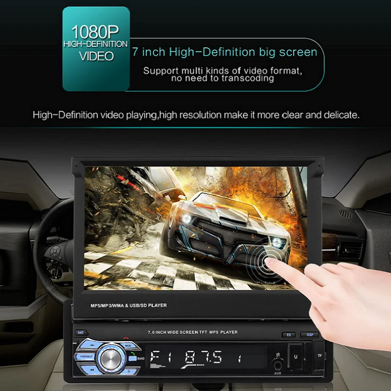 Podofo 1din автомобильный Радио один Dind Android Mirrorlink Авторадио мультимедийный видео для
