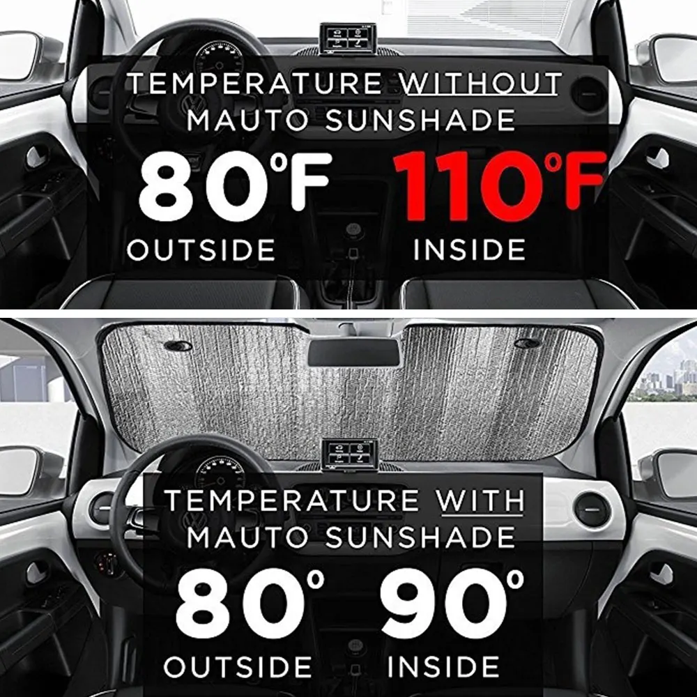 Windshield Cover Curtain Foldable Suction Cup Car Sunshade 140x70cm Silver Durable Motorcycle