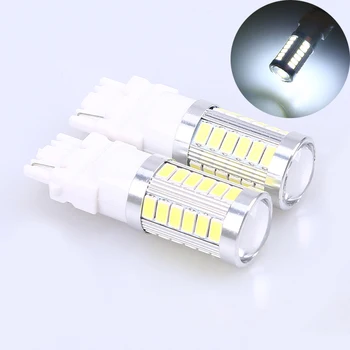 

New 1 Pair T25 3156 5730 SMD 33 LED White Turn Signal Brake Light Tail Indicator Backup Lights Universal Car External Light