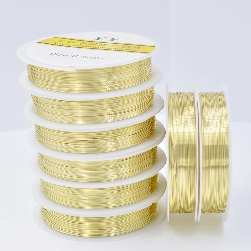 Light Gold Не обесцвечиваясь и не Медный провод/производственная линия/Оборудование для шнур 0,2/0,3/0,4/0,5/0,6/0,8/1,0 мм "сделай сам" для изготовления ювелирных изделий браслет длительный фиксированных цветов - Цвет: Light Gold