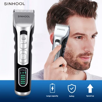 

SINHOOL Electric Hair Clipper LCD Display Hair Timmer Professional Limit Comb USB Rechargeable Machine Care For Men Adult Kid
