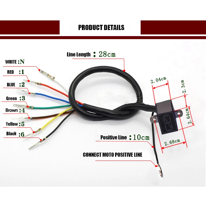 Super 6 Speed Display Universal Digital Off-road Motorcycle Motocross Light Neutral Gear Indicator Display