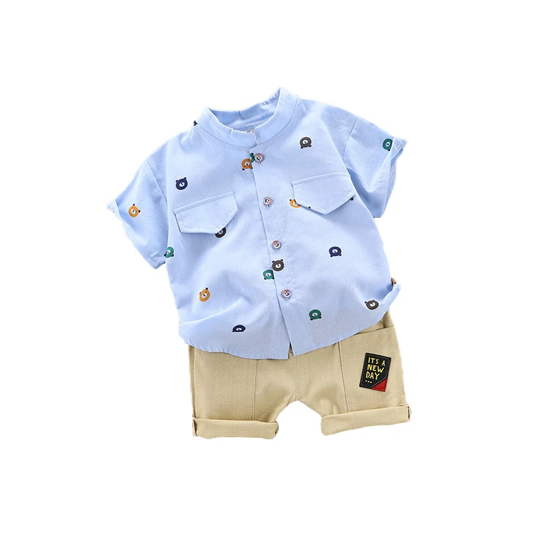 Комплект летней одежды для маленьких мальчиков; рубашка для маленьких мальчиков+ шорты; хлопковый Детский костюм с короткими рукавами; одежда для детей; Одежда для мальчиков - Цвет: picture color
