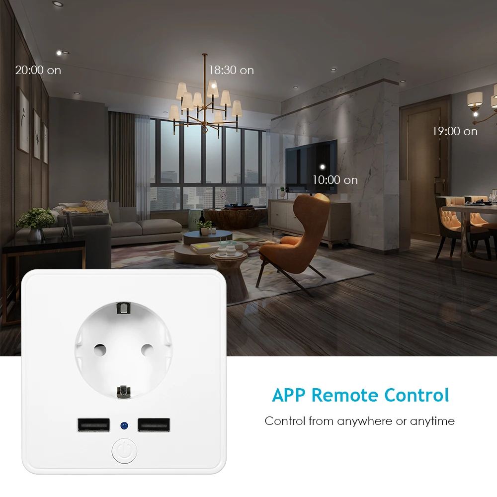WiFi умная розетка с двумя USB зарядными устройствами приложение и Голосовое управление совместимость с Alexa и Google мониторинг энергии электрическая настенная розетка