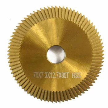 

New 1Pc Titanium Coated Key Machine Cutter 70X7.3X12.7Mm 80T Hss Key Duplicate Machine Saw Blade for Cutting Keys Locksmith Tool