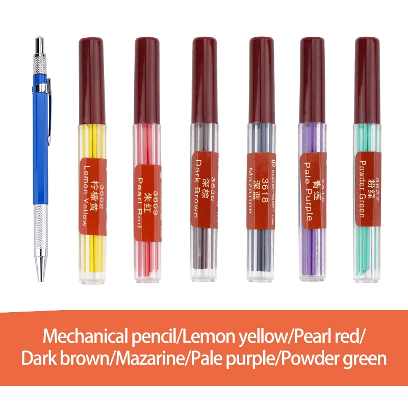 Сменные механические/Автоматические цветные карандаши для карандашей/заправки/сердечник 2,0 мм карандаш для рисования 36 цветов - Цвет: 2-6colors-1pen