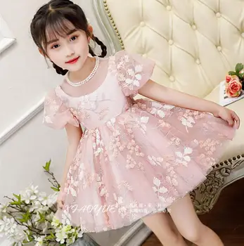 

Pink Flower Girls Formal Party Ball Gown Prom Princess Bridesmaid Wedding Children Tutu Tulle Baby Girl Baptism Dresses