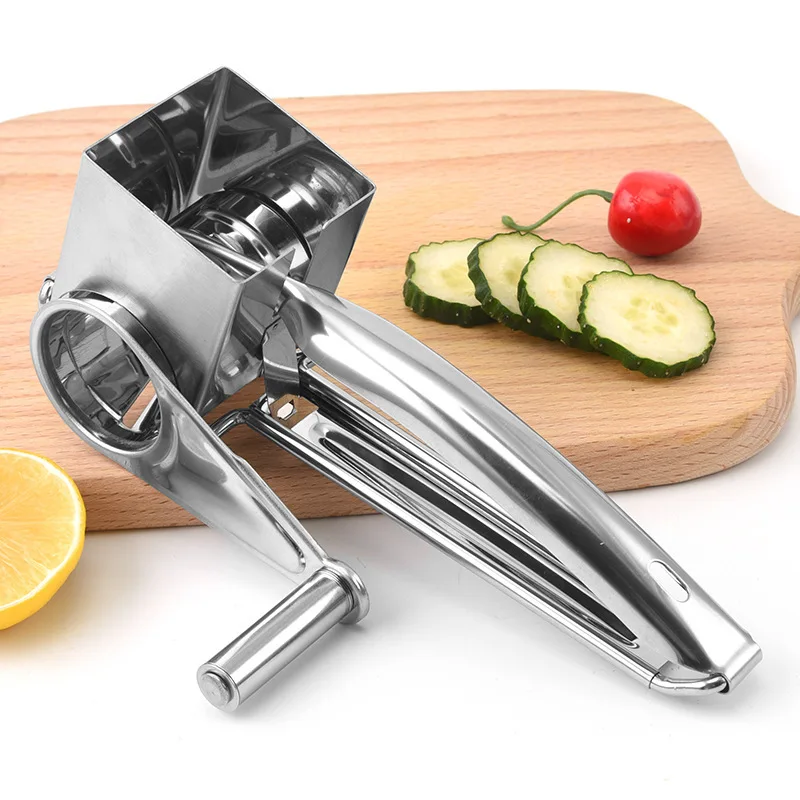 304 Stainless Steel Cheese Grater with 3 cutters Household Kitchen Hand Rotation Creative for cheese nut baking tools — view 3