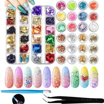 

New Style Cross Border Hot Sales Color Platinum Tin Foil Sequin Nail Ornament Ultra-Thin Tin Platinum Debris Manicure Set