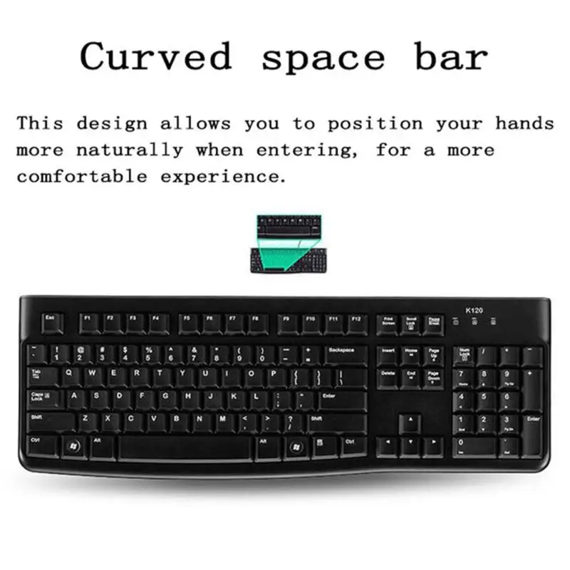 Logitech MK120 USB Проводная 104 клавиш эргономичная клавиатура 1000 dpi симметричная оптическая мышь комплект комбо