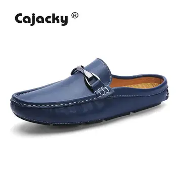 

Cajacky Genuine Leather Slipper Loafers Summer Casual Shoes Men Comfortable Driving Shoes Mens Moccasins Loafers Slip On Flats