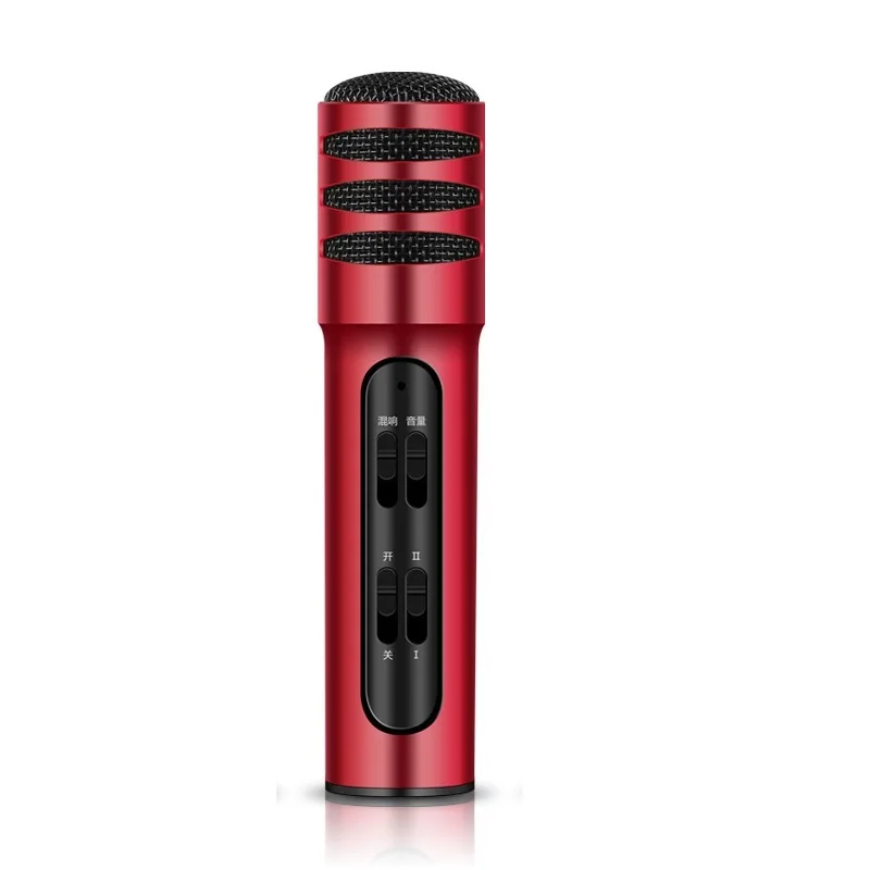 Беспроводная караоке микрофон звуковая карта; bluetooth-колонка портативный Поющий и записывающий портативный KTV плеер для iOS/Androi - Цвет: red