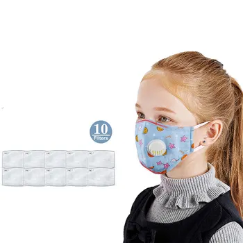 

Children Cotton Anti Dust Mouth Mask +10pcs Mask Filter Activated Carbon Filter Windproof With Breathing Valve Face Masks