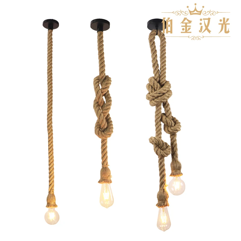 Hemp rope pendant lights Vintage Retro Industrial Hanging Lamp For Loft Living Room Restaurant Edison hanglamp pendant lights vintage pendant lights rope pendant lamp