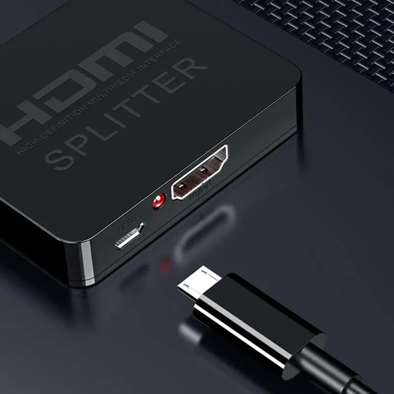 Прочный двойной HDMI сплиттер нежная текстура HW-HD102M портативный HDMI сплиттер 1 вход 2 выхода 4 к x 2 к видео двойной HDMI адаптер