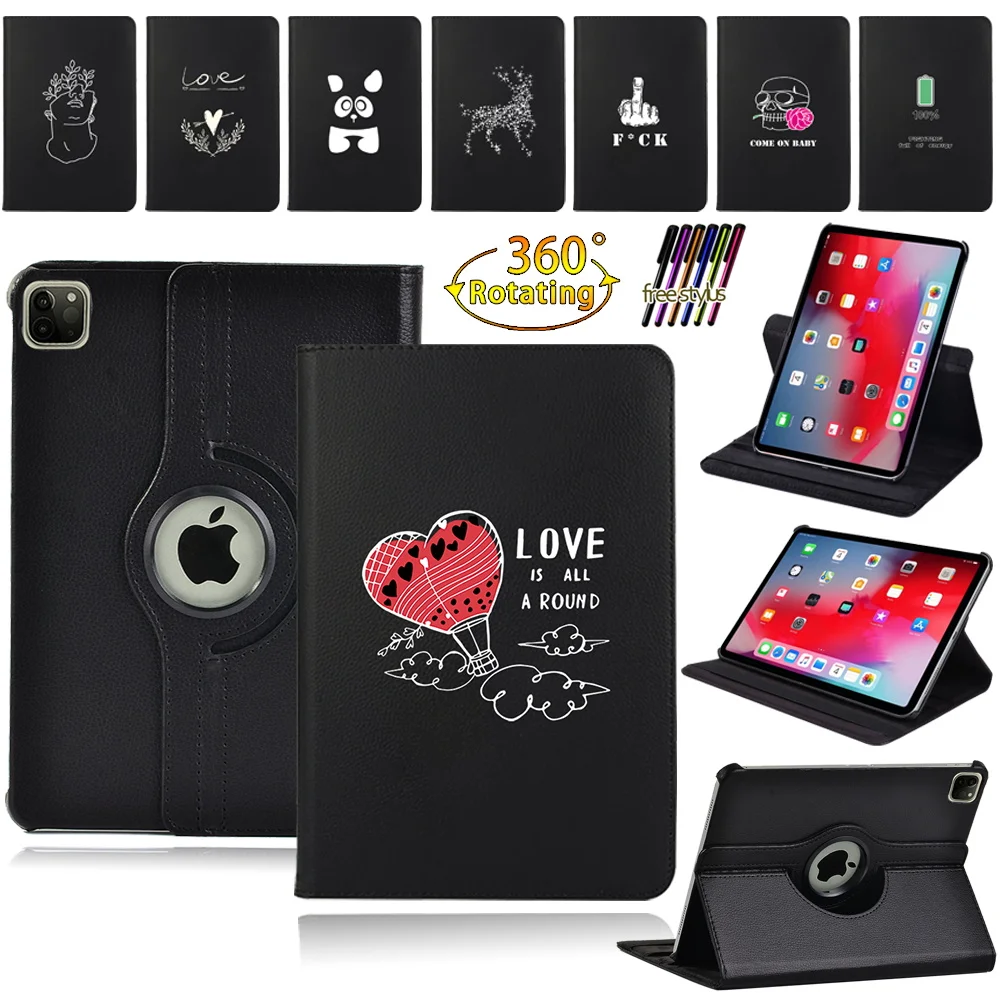

360 Degrees Rotating PU Leather Tablet Case for Apple IPad Pro 9.7"/Pro 10.5" /Pro 11" 2018/2020 Shockproof Protective Shell+Pen