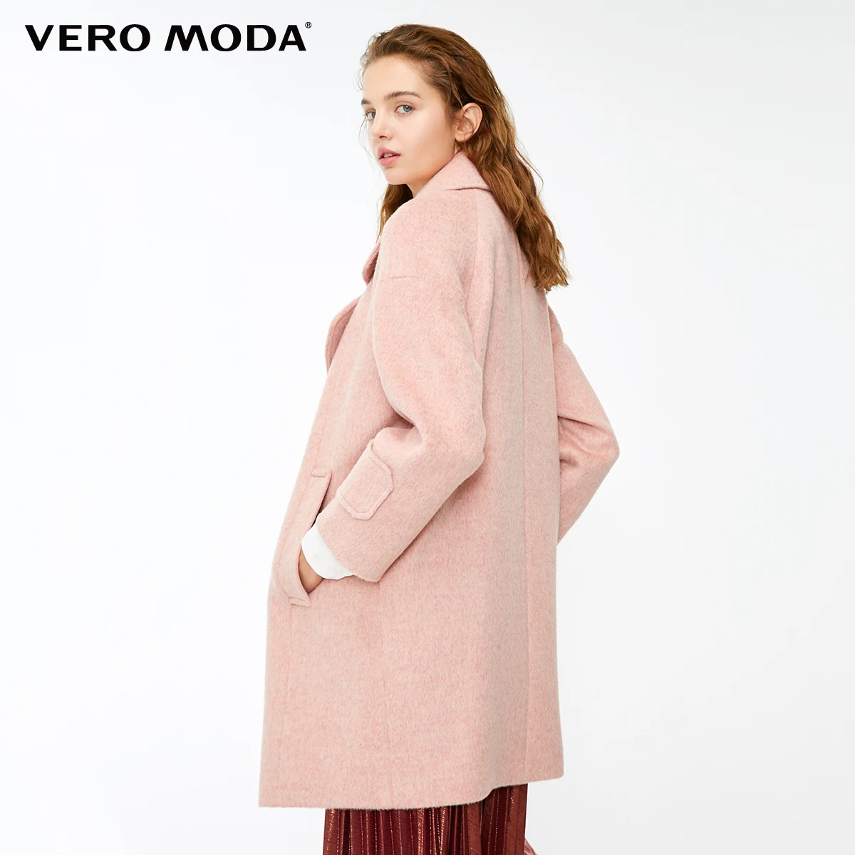 Goede Vero Moda Vrouwen Revers Drop Schouder Pure Lange Oversize Wollen Jas | 318327518