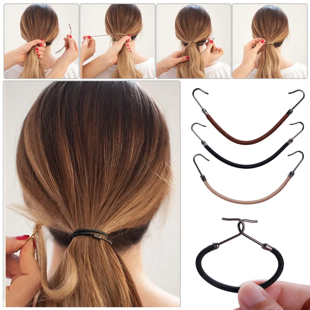 5pcs/lot New Elastic Clips Bows Hair Accessories Girls Bands Gum With Hook Ponytail Holder Bungee Hair Thick Hair Headwear claw hair clips