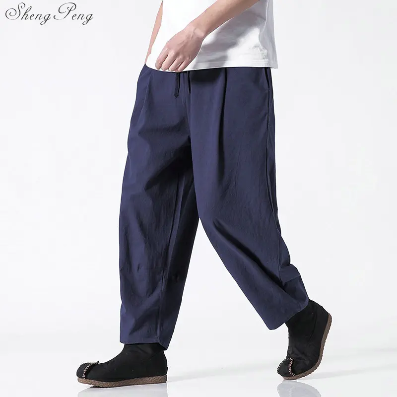 Традиционные китайские Мужские штаны, хлопковые модные китайские повседневные штаны, Мужские штаны-шаровары, свободные мужские брюки V1831 - Цвет: 2