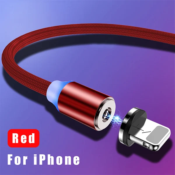 For iPhone Red Магнитный usb-кабель для быстрой зарядки ihuigol, Micro USB type-C, кабели для iPhone 11 Pro Max XS X, samsung, Xiaomi, магнитное зарядное устройство для телефона - Color: For iPhone Red