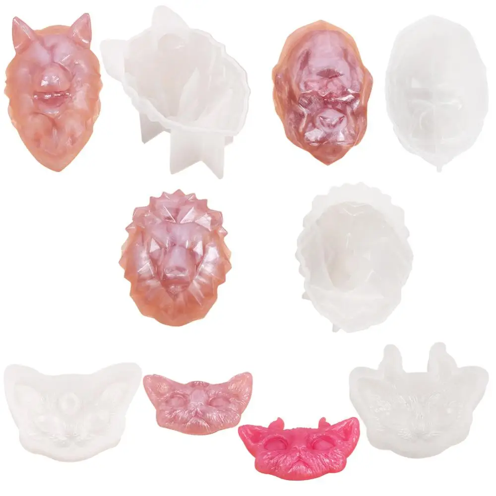 

3D Animal Head Crystal Silicone Mold Wolf Orangutan Lion Devil Cat Head DIY Epoxy Craft Mould Jewelry Soap Cake Decorating Tools