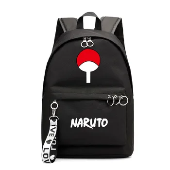 

Anime Naruto Backpack School Book Bags Mochila Travel Bag Laptop Ribbon Ring Circle Boy Girls Backpack Pink Black