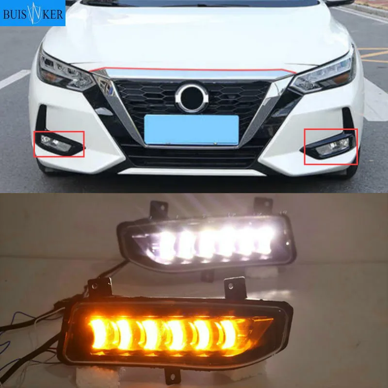 

Светодиодные дневные ходовые огни, 2 шт., автомобильные аксессуары, водонепроницаемые, 12 В, DRL, противотуманные фары, украшение для Nissan Sentra Sylphy 2019 2020