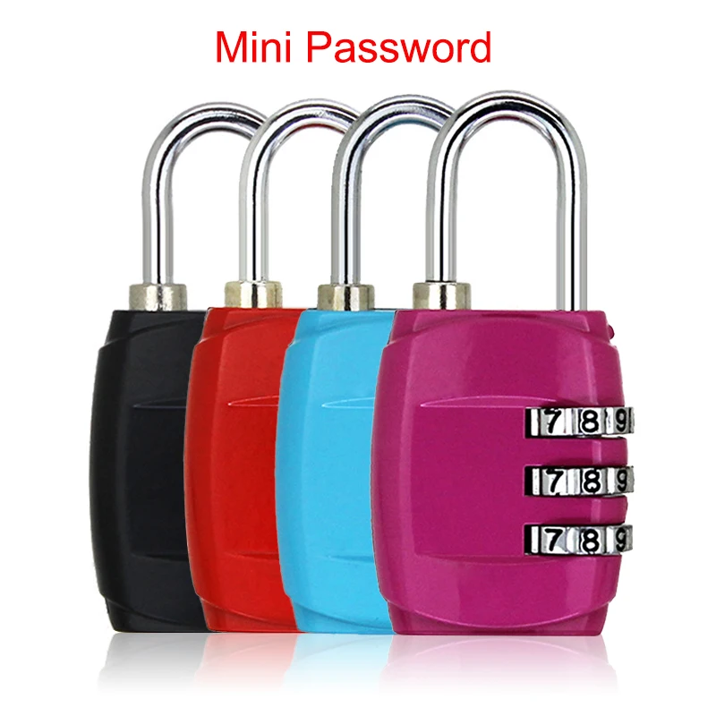 

3 Dial Travel Padlock Simple Multicolor Password Lock Baggage Toolbox Gym Locker Mini Padlock Portable Password Lock