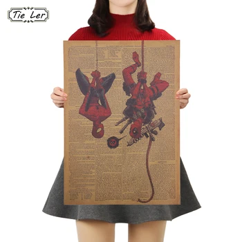 

TIE LER Marvel Movie Series Character Hero Poster Nostalgic Kraft Paper Wall Sticker Bar Cafe Home Decoration Painting
