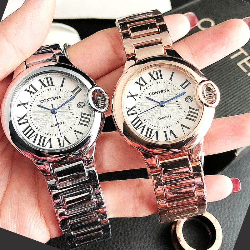 Quartz Watches Auto-Date-Clock Luxury Famous-Brand Stainless-Steel Analog