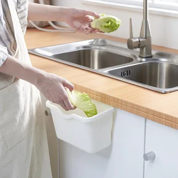 

Kitchen Rubbish Bin Desktop Kitchen Holder Trash Can Basket Hanging Trash Garbage Bin Can Rubbish Container