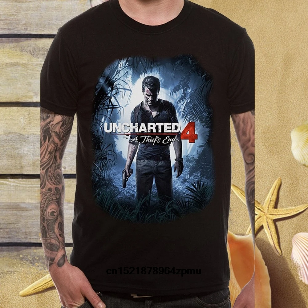 Мужская футболка Uncharted 4 Обложка искусство конец вора официальная видео игра s