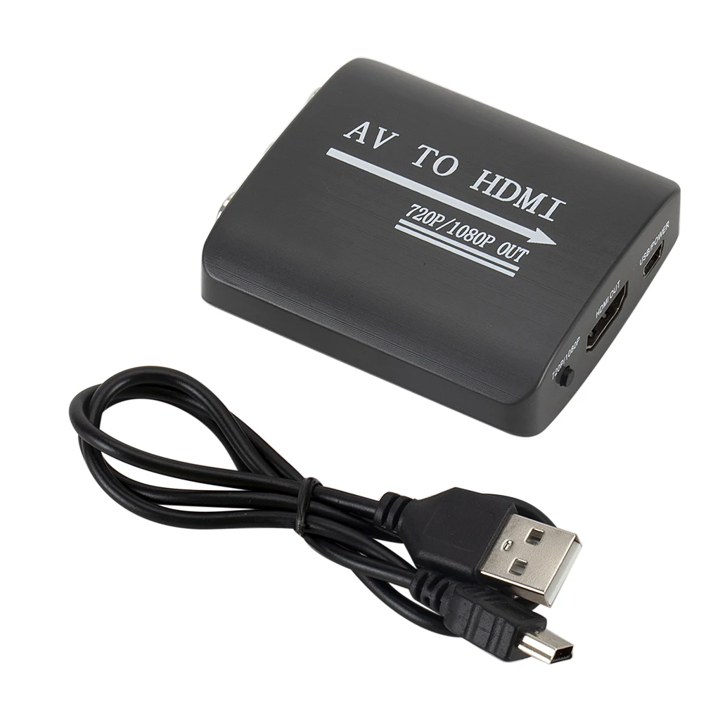 Черный Цвет Мини AV к HDMI конвертер 1080P CVBS RCA AV к HDMI выход AV2 HDMI адаптер USB питание