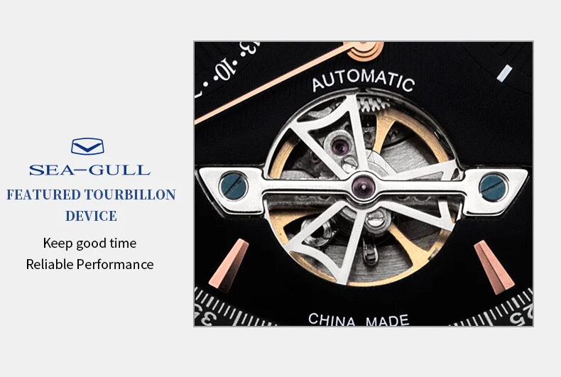 Seagull деловые часы Мужские механические наручные часы с календарем 50 м Водонепроницаемые кожаные подарки на день Святого Валентина мужские часы 219,327