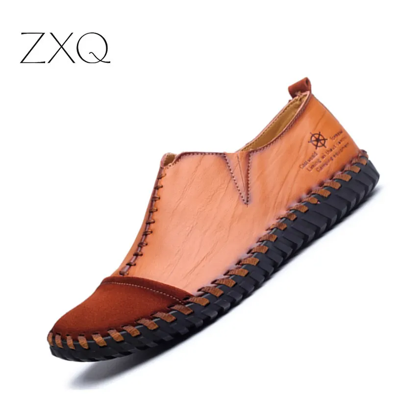 

New Design 2017 Autumn Genuine Leather Men Shoes Casual Flats Loafers Fashion Slip On Driving Shoes Breathable Size 38-44