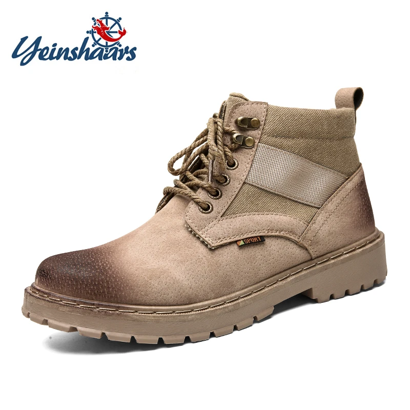 

YEINSHAARS Men Boots Leather Ankle Boots Men Spring Autumn Casual Tooling Shoes Working Fashion Men Boots for Men Botas