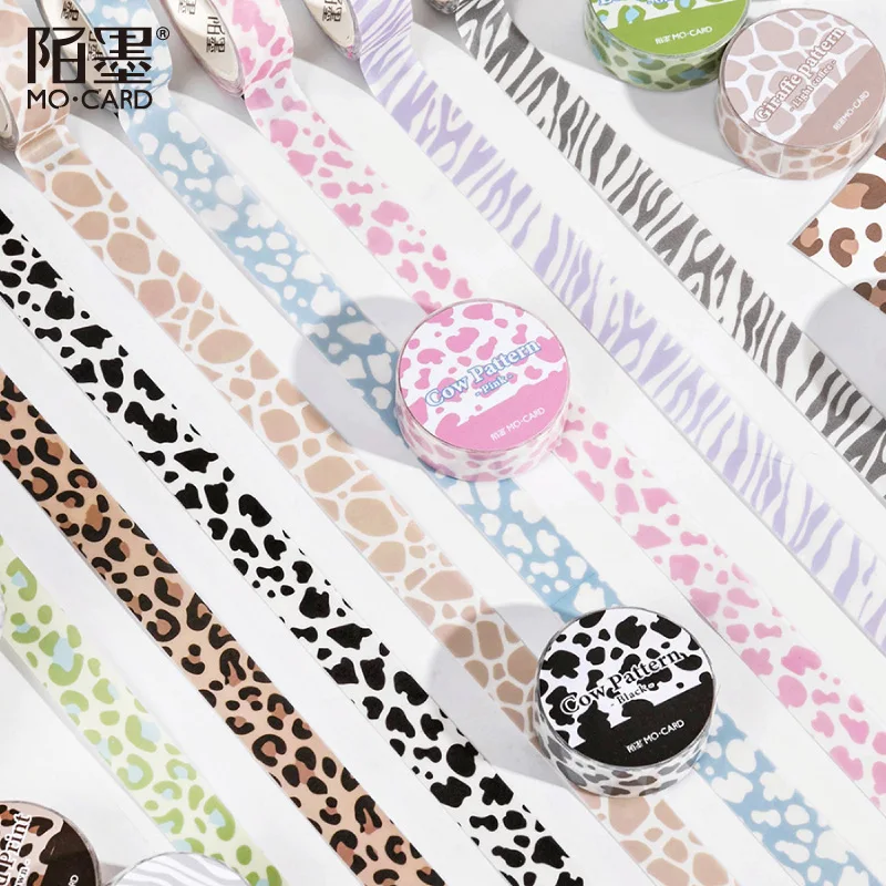 Papel decorativo con estampado de leopardo y cebra, cinta adhesiva Washi para decoración de álbumes, 1 unidad