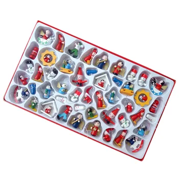 

48PCS/Set Christmas Decorations Festival Wooden Cartoon Hanging Ornaments for Party Xmas Tree Window