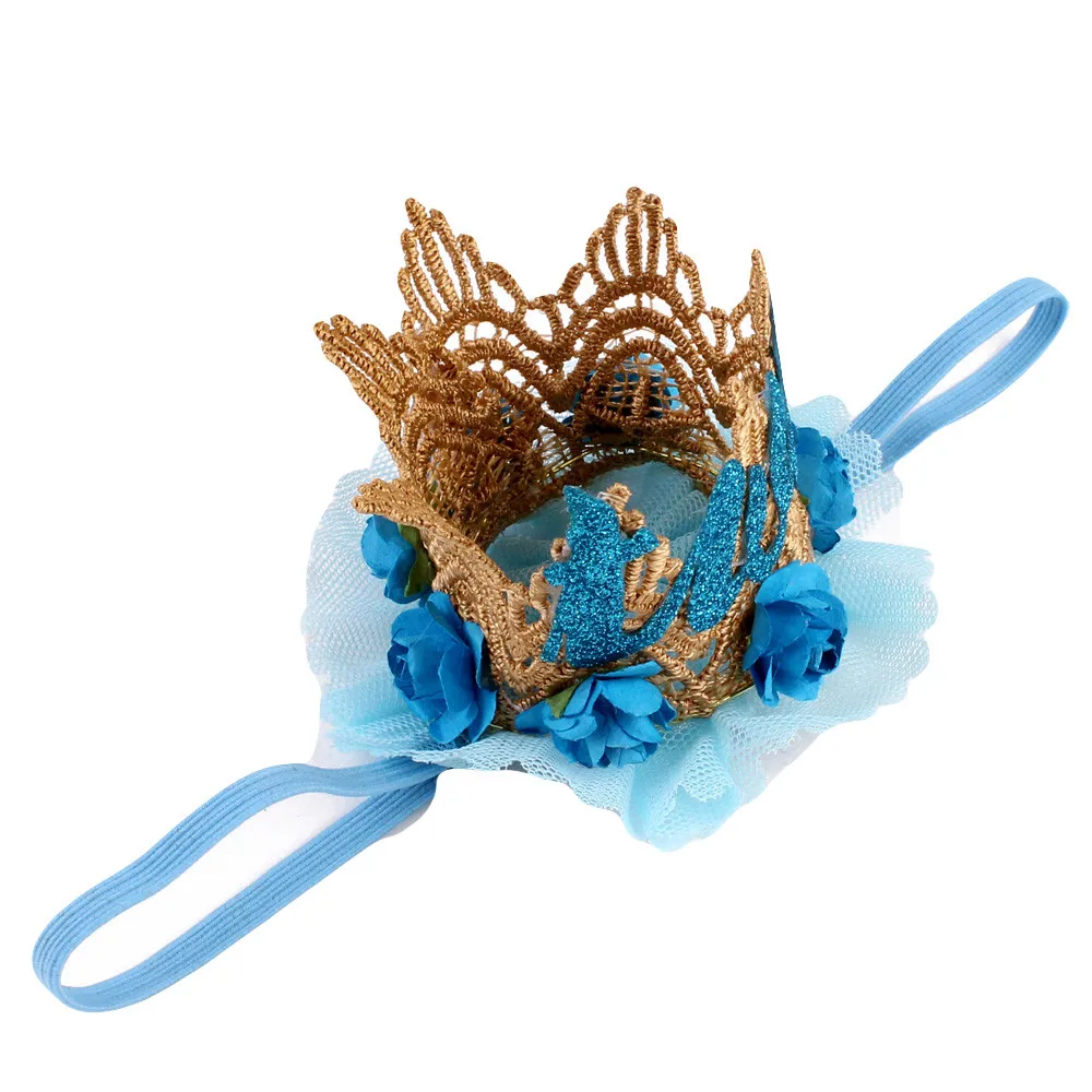 Newborn Crown Headband Princess Crown lace flower headband Baby Girls Hair Band Children Photo Props Hair Accessories