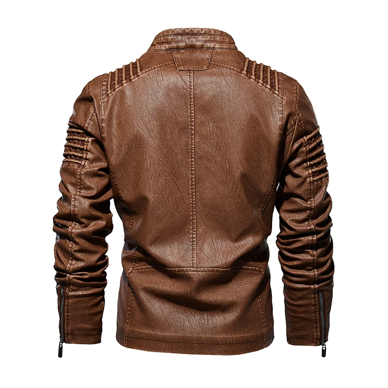 FGKKS мужские мотоциклетные кожаные куртки, осенние мужские модные теплые куртки из искусственной кожи, мужские высококачественные удобные кожаные куртки