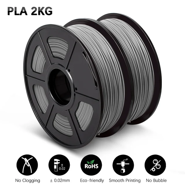 GOHIGH 2 Rolls PETG PLA SILK 3D Printing Filament 1.75MM Children Creative Model Material For 3D Pen & Printers PLA Gray 2kg