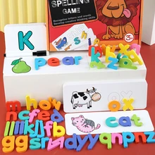 Juego de letras del alfabeto de madera para niños, juego de letras de aprendizaje, práctica de escritura, letras en inglés, tarjeta de ortografía, juguetes para regalo