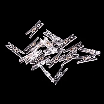 

20 PCS Craft Clips Plastic Mini Spring Clear Transparent Clips Photo Paper Peg Pin
