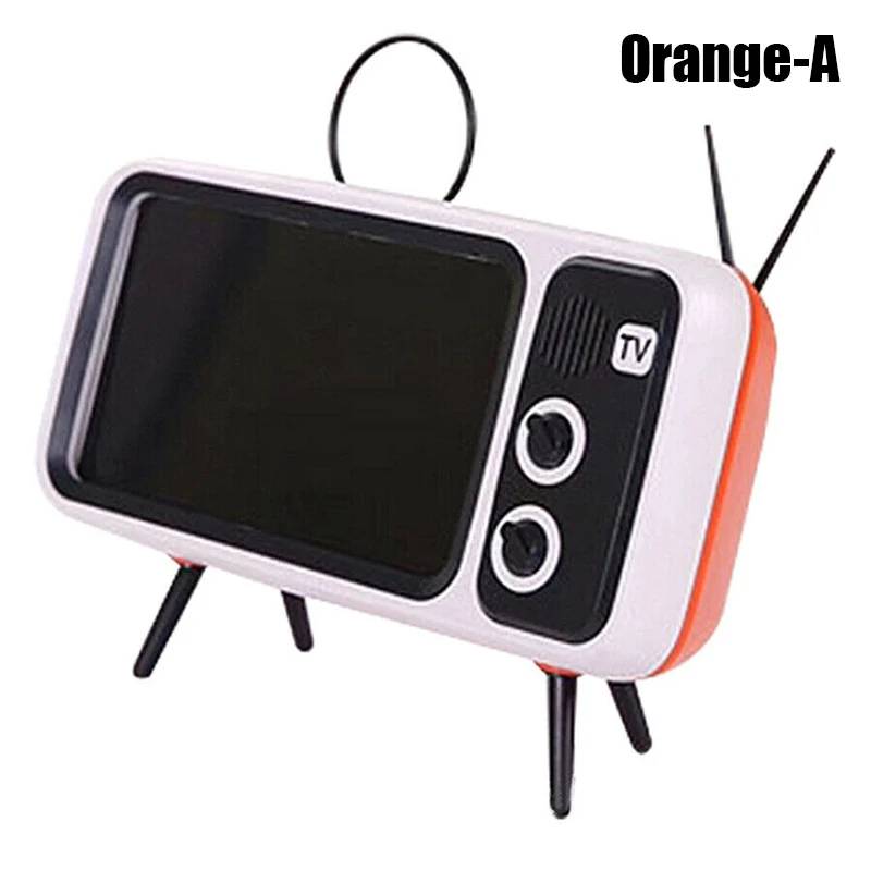 Мини-динамик Ретро ТВ мобильный телефон экран стенд беспроводной портативный аудио динамик s DC128 - Цвет: orange a