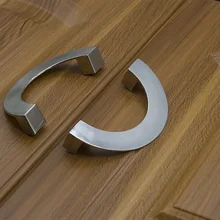 Semi-Circular Cabinet Handle European Style Modern Minimalist Zinc Alloy Drawer Shoes Cabinet Door Handle Brushed Light Silver