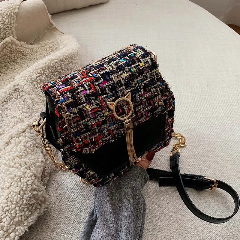 Элегантная женская квадратная сумка с кисточками 2019 зимняя модная Новая